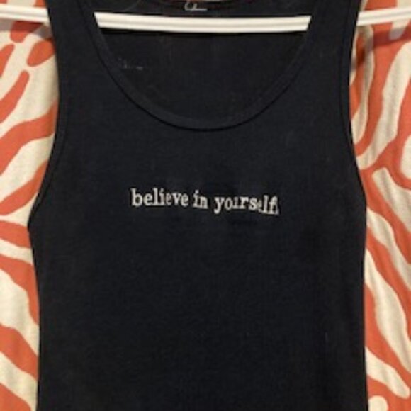 Inspiration wear, Black Tank top  "Believe in Yourself", Cotton blend Size Small - Picture 3 of 6